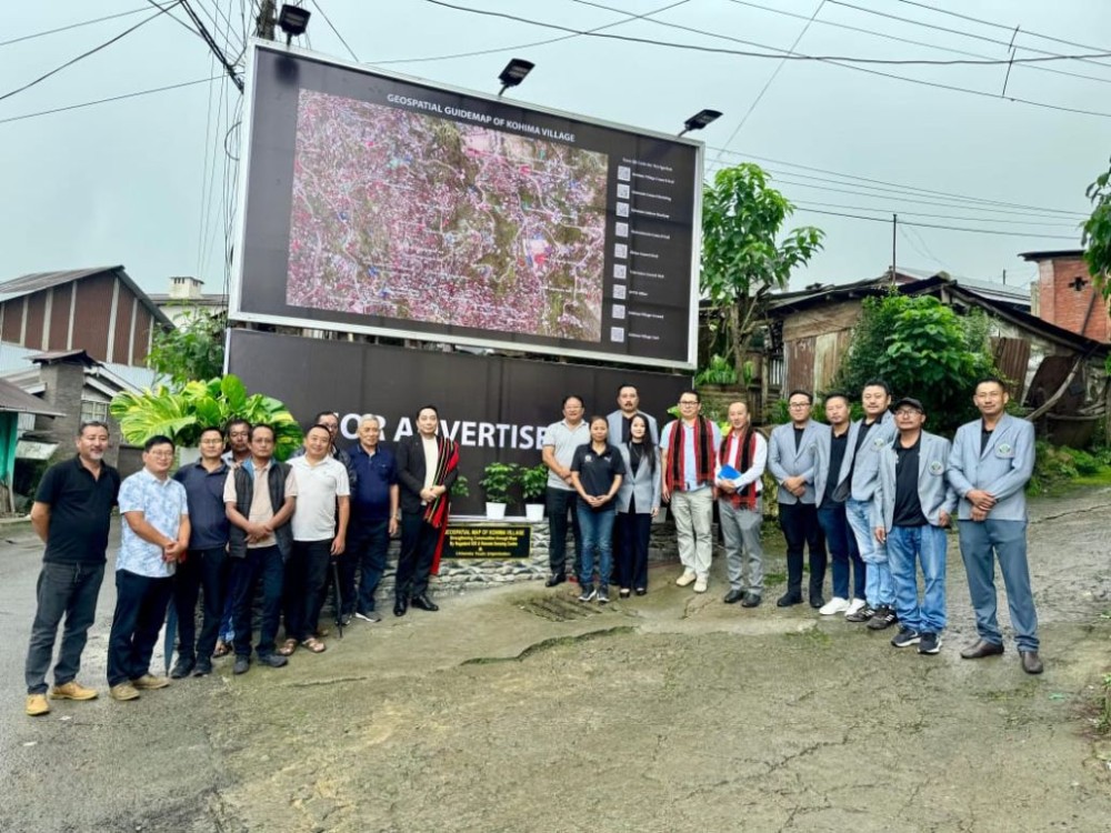 Dignitaries and others after unveiling Geospatial guide map of Kohima village on August 28.